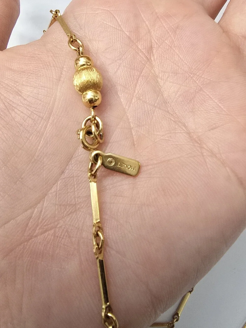 Vintage Monet Gold-Tone Long Beaded Station Necklace